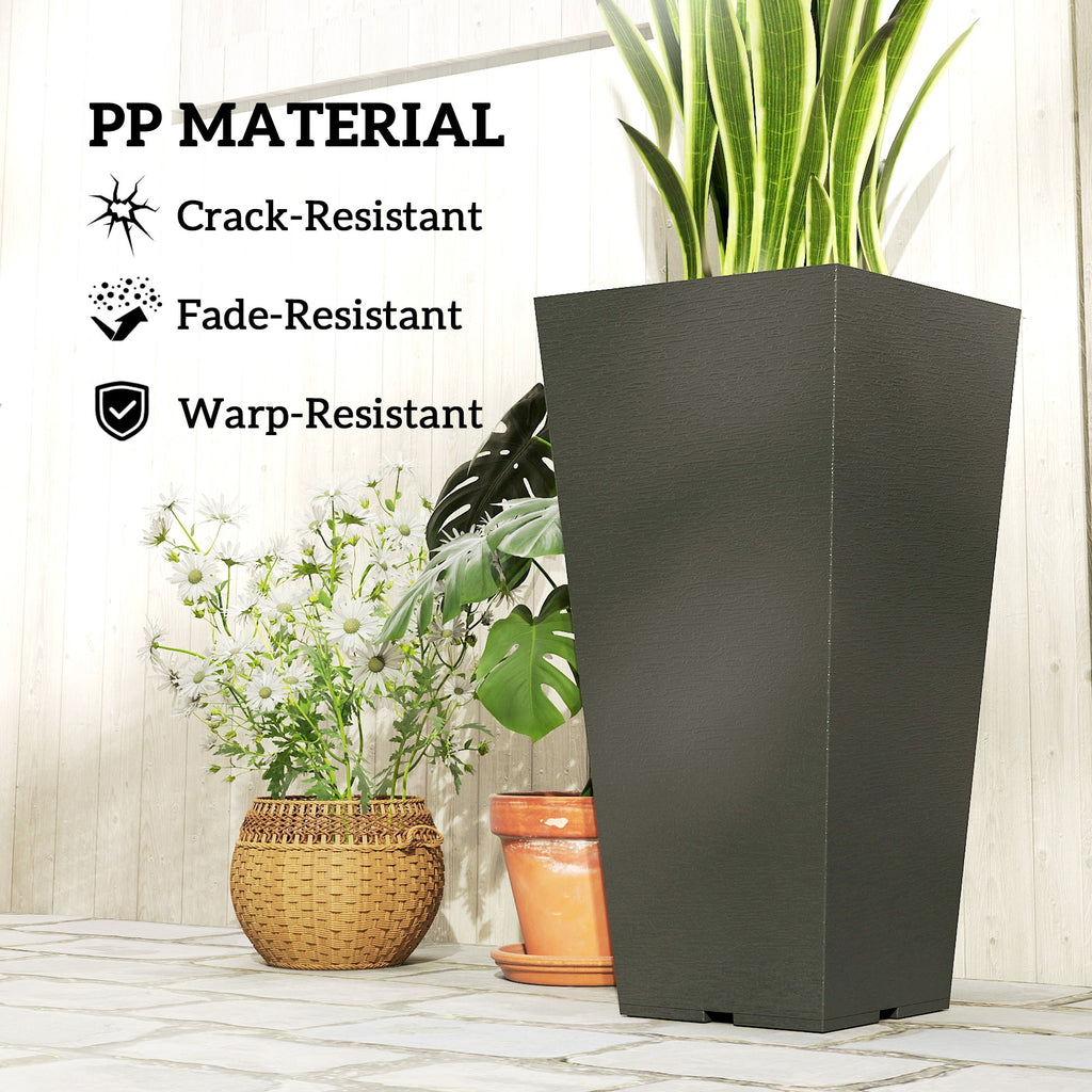 2-Pack Tall Plastic Planters for Entryway & Deck