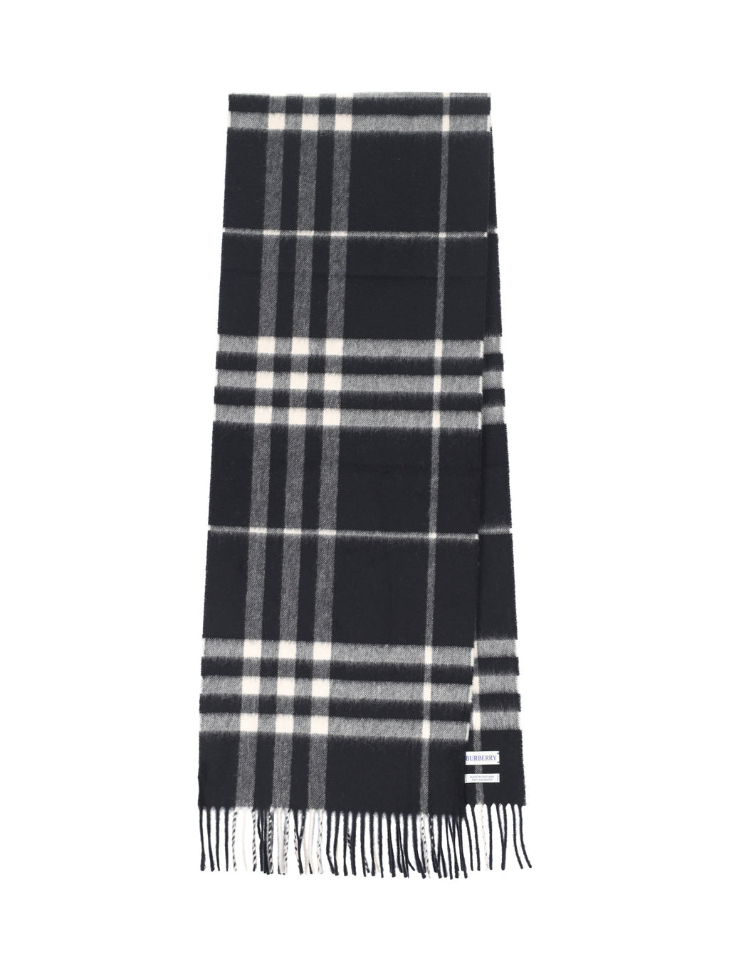 "Check" Cashmere Scarf – Black