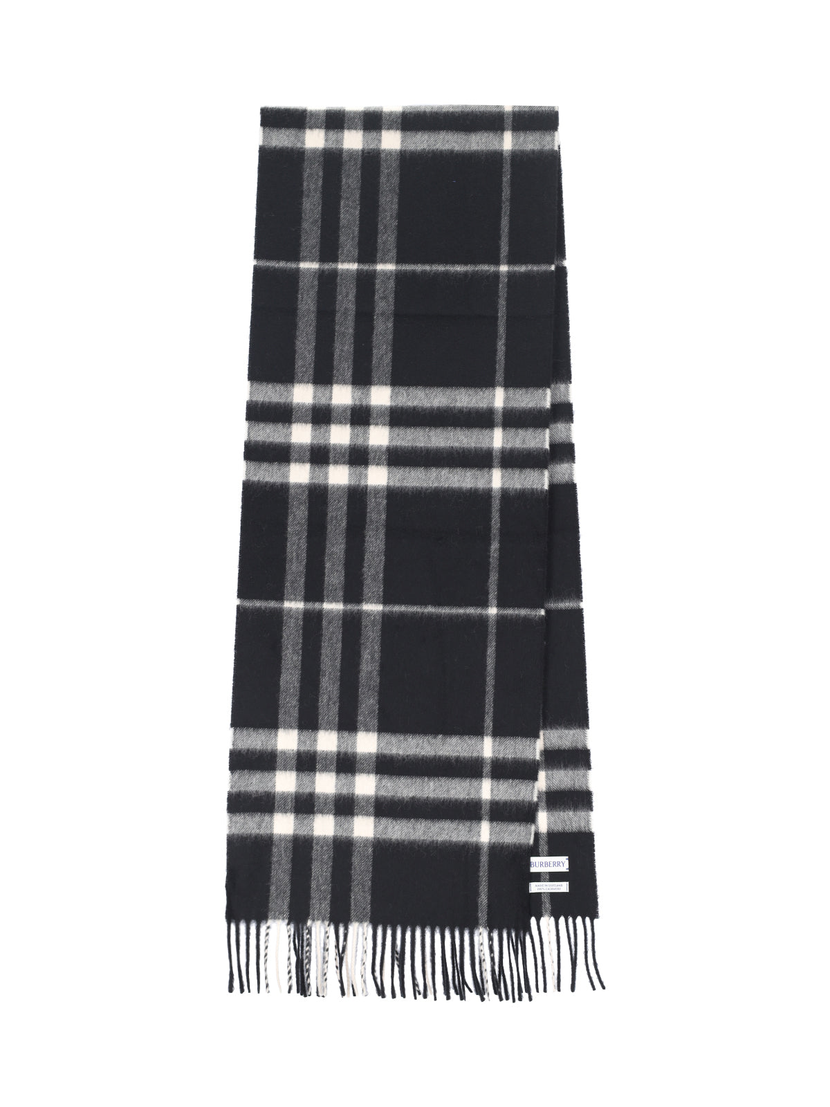 "Check" Cashmere Scarf – Black