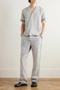 Alfred Solmio Printed Lyocell Trousers In White Sand