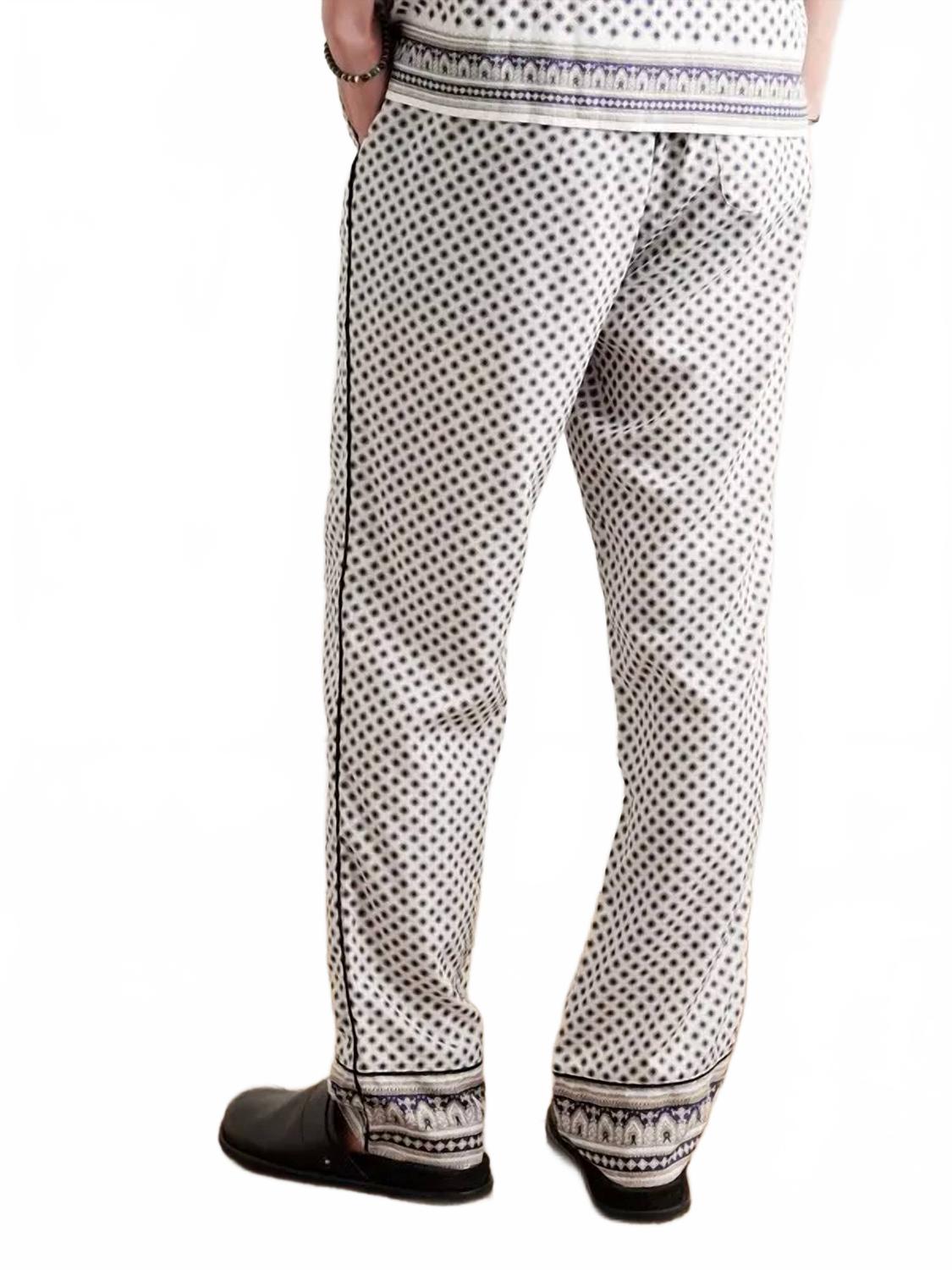 Alfred Solmio Printed Lyocell Trousers In White Sand