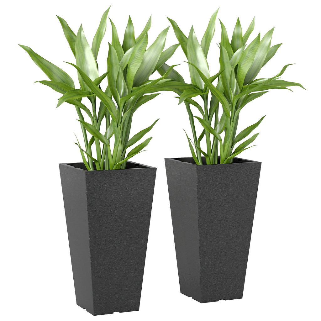 2-Pack Tall Plastic Planters for Entryway & Deck