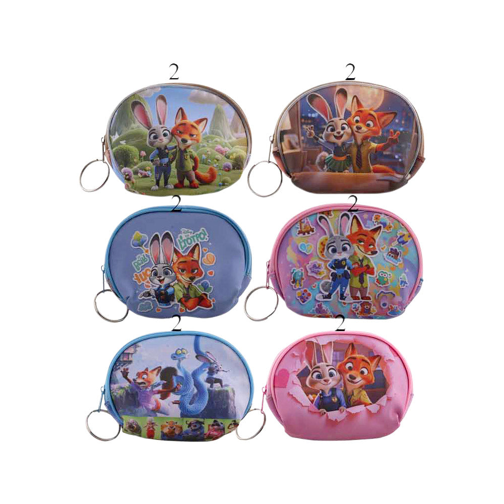 12PCS - Cute Cartoon Character Keychain Coin Purses
