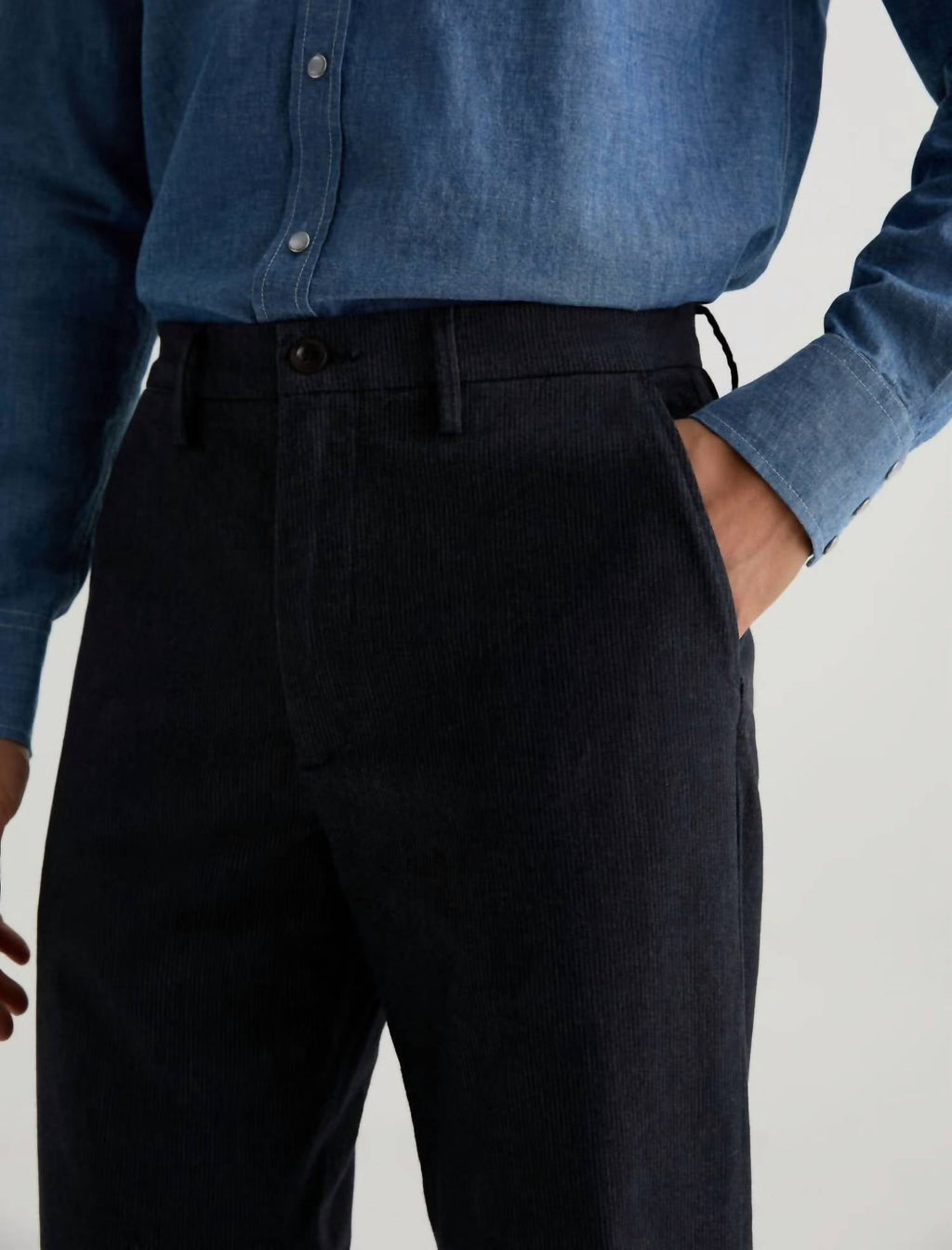 Archie Trouser In Steel Grey Pinstripe