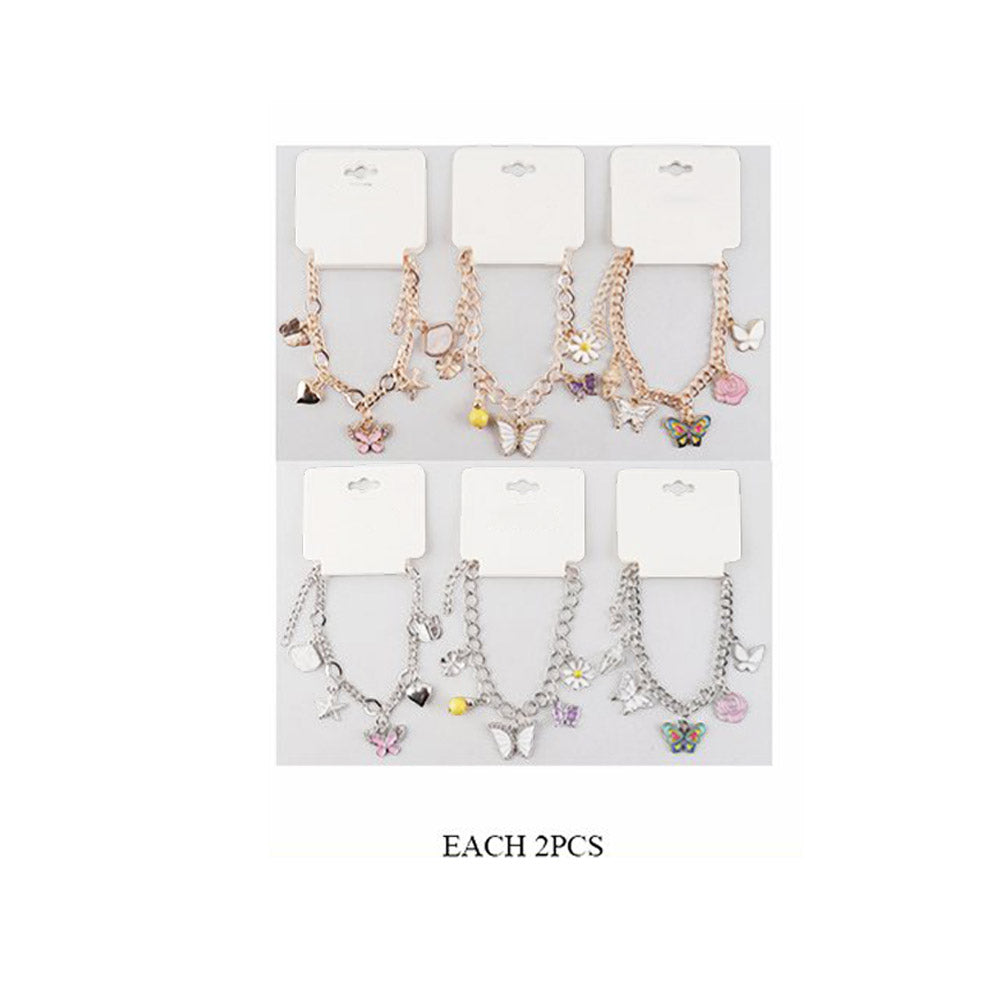 12PCS  - Butterfly Flower Shell Charm Station Bracelets