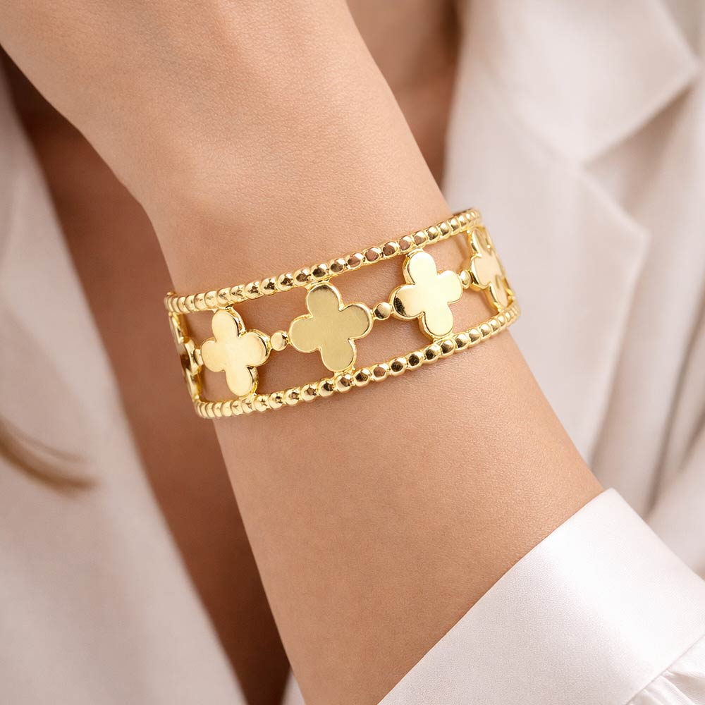 12PCS - Quatrefoil Motif Open Cuff Bracelets