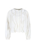 "Cubraly" White Cotton Shirt, Round Neck