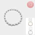 12PCS - Rhinestone Spacer Pearl Beaded Stretch Bracelets
