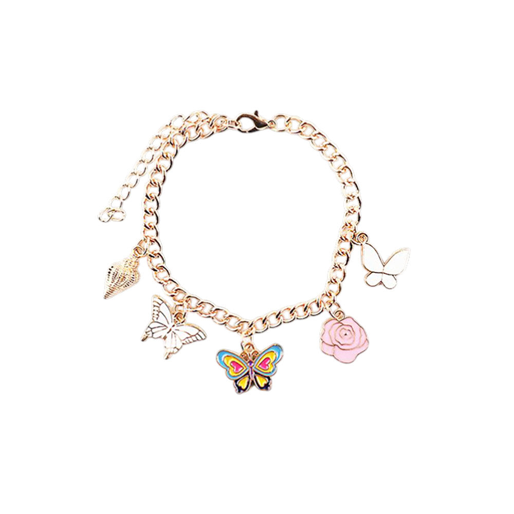 12PCS  - Butterfly Flower Shell Charm Station Bracelets