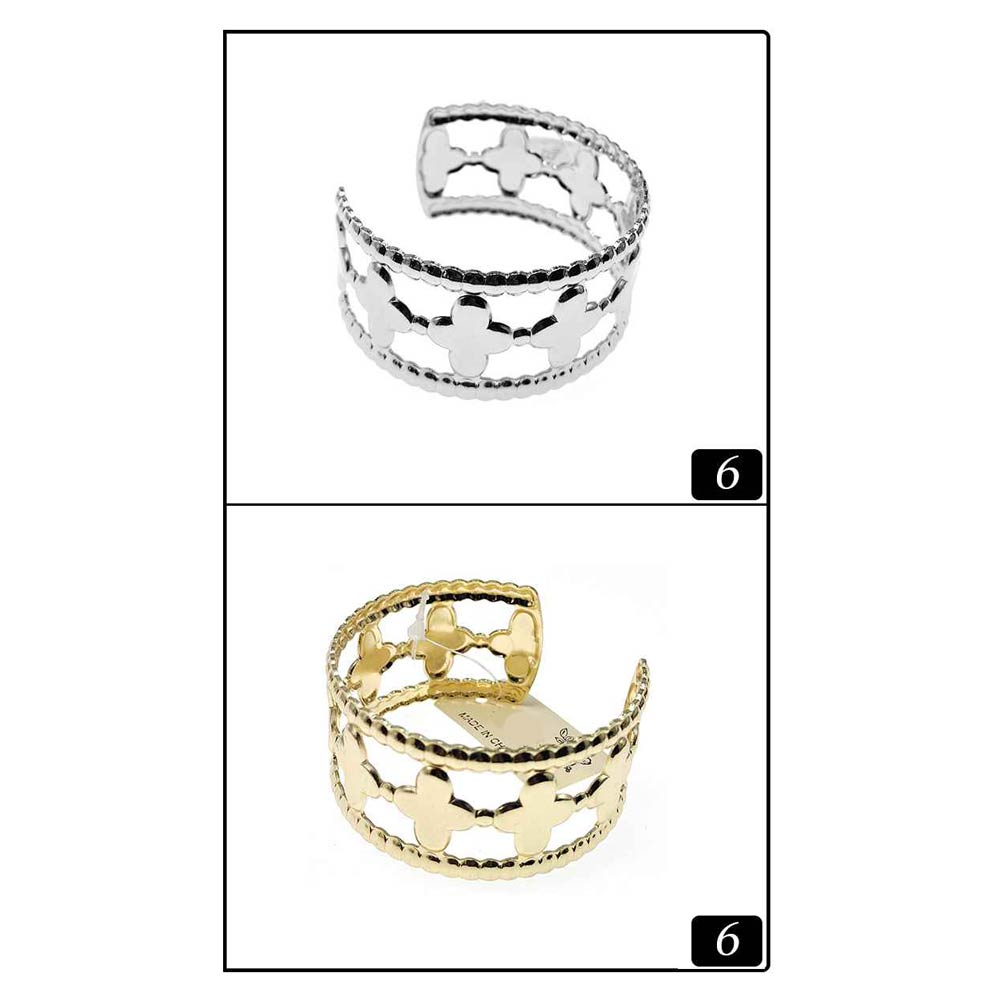 12PCS - Quatrefoil Motif Open Cuff Bracelets