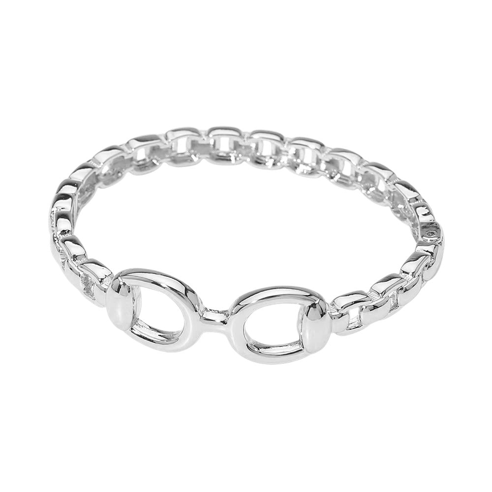 14K Gold Plated Interlocking Center Hinged Bangle Bracelet