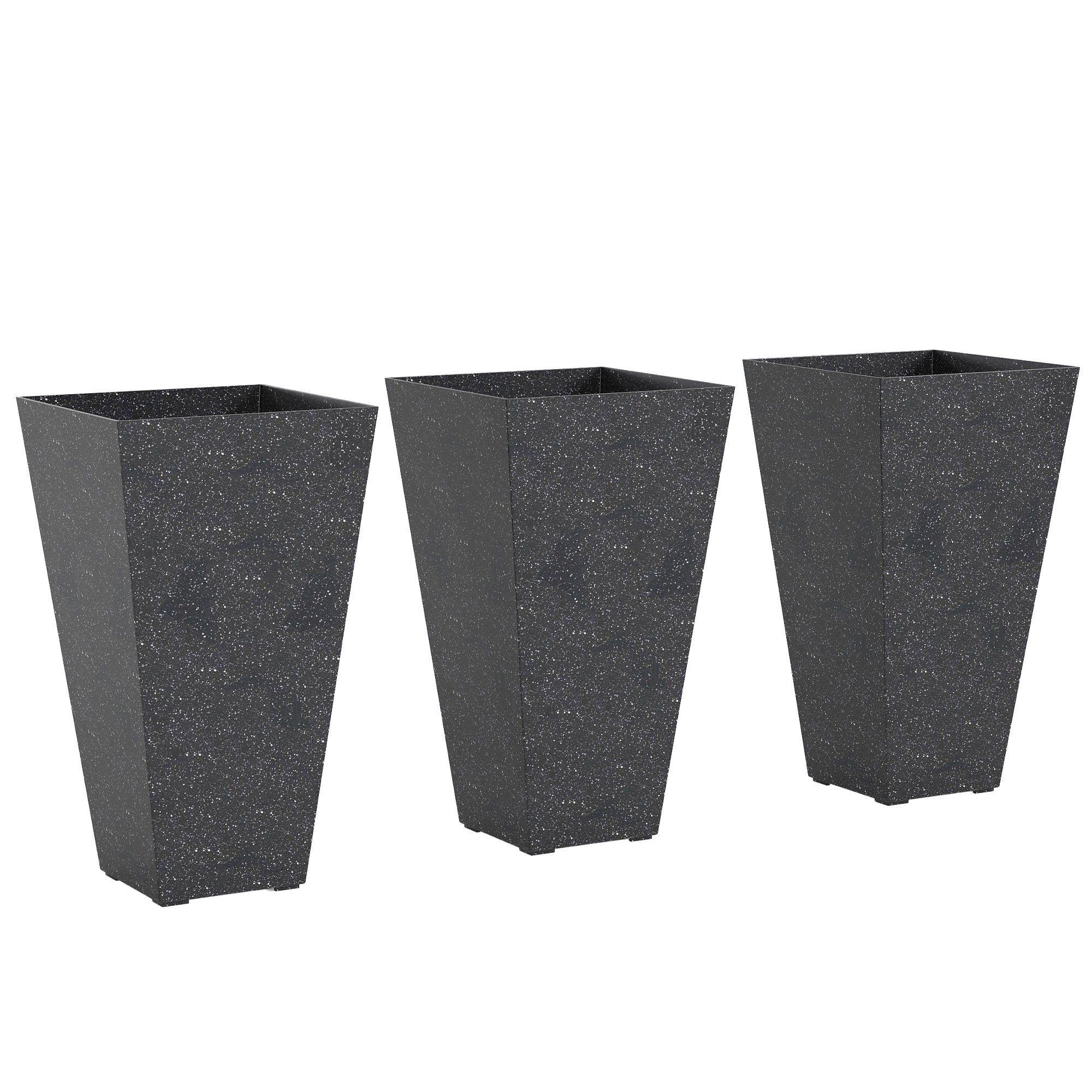 3-Pack 28" Tapered Planters with Marble Finish