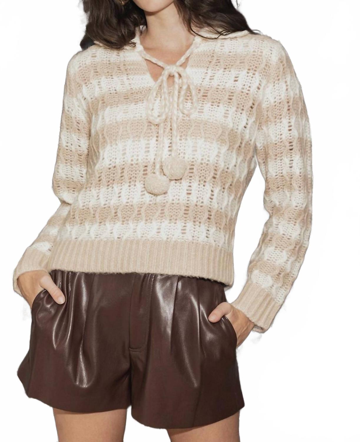 Adler Striped Collar Sweater In Beige/ivory