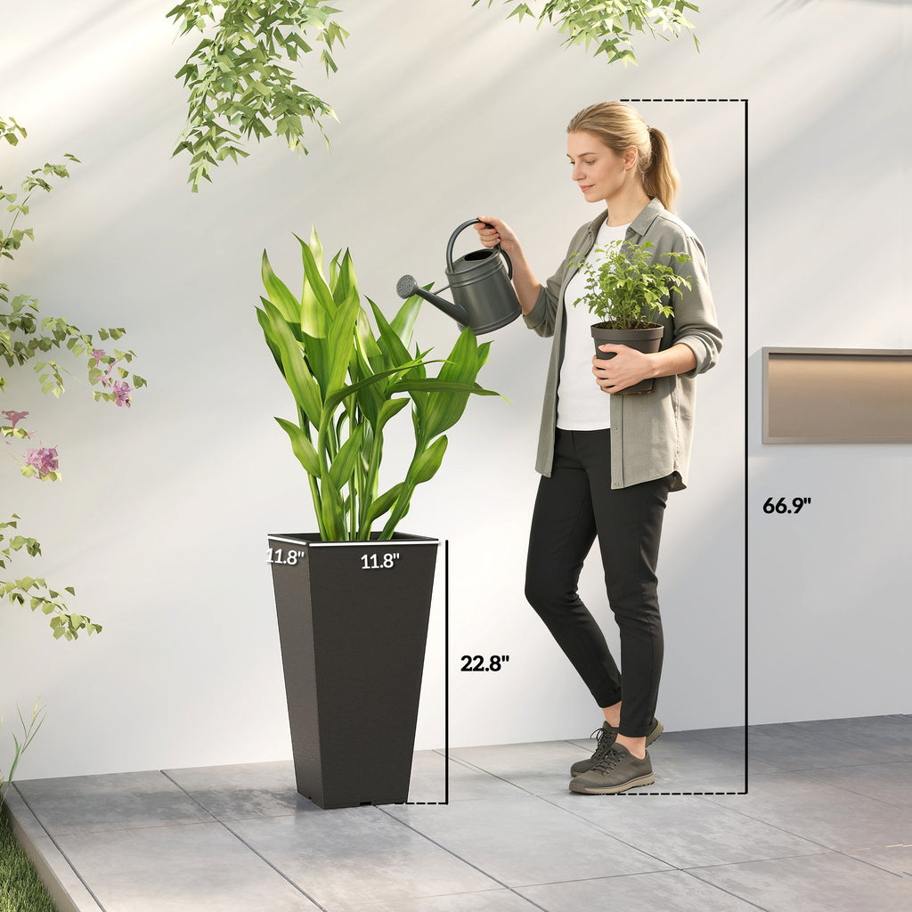 2-Pack Tall Plastic Planters for Entryway & Deck