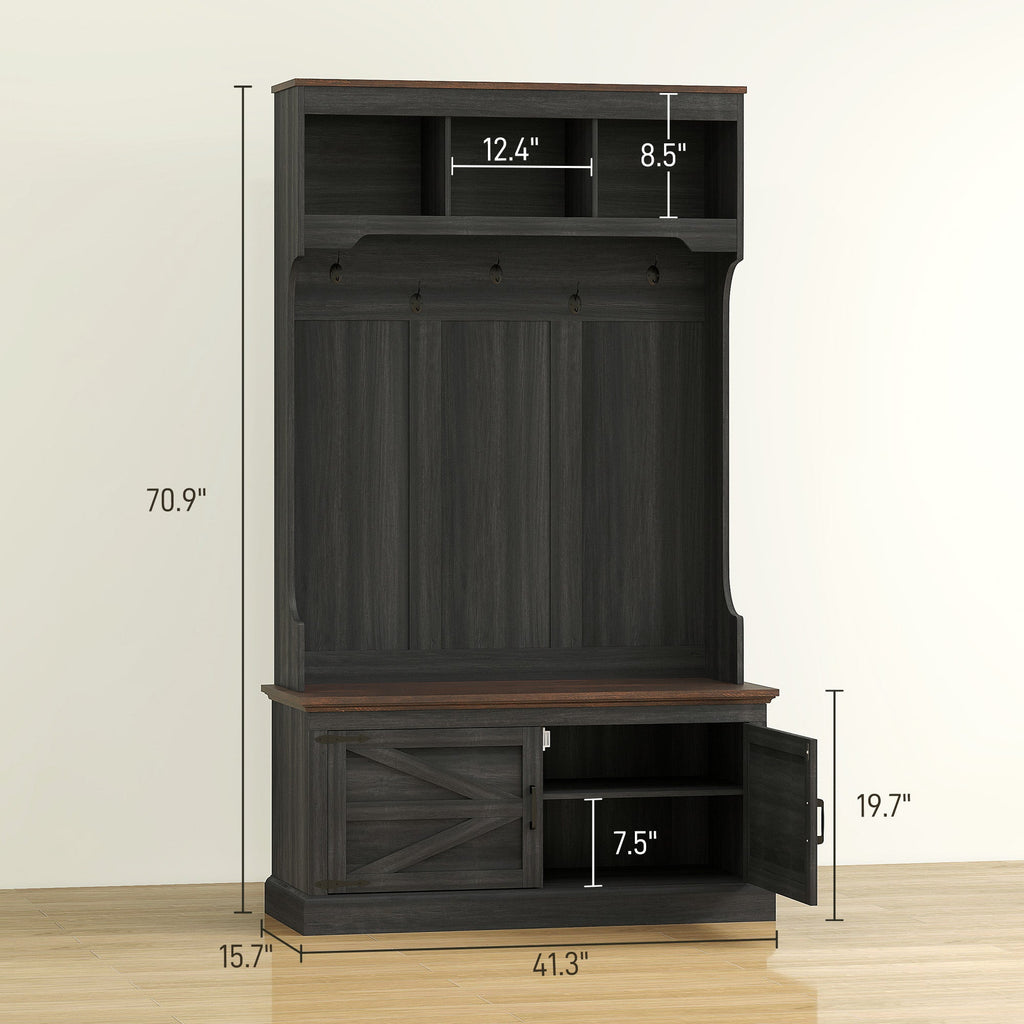 3-in-1 Entryway Hall Tree with Bench and Shoe Storage