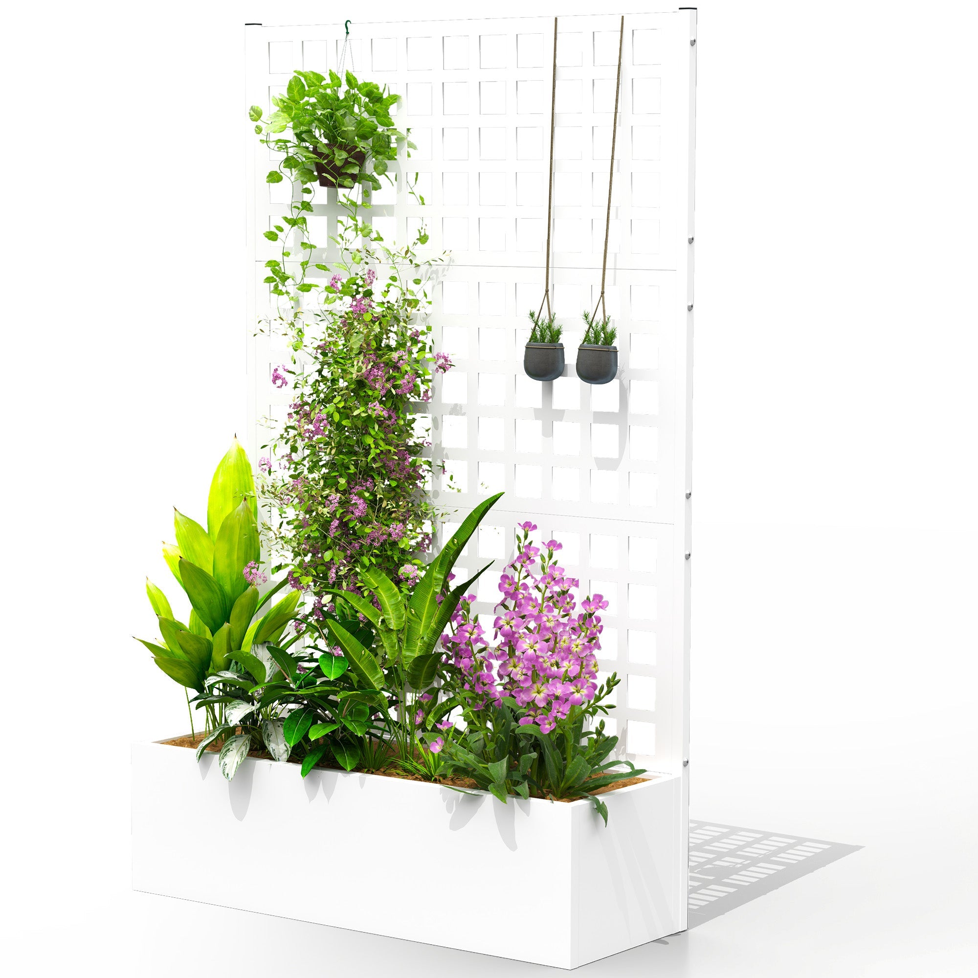 43"x16"x70" Galvanized Planter with Trellis for Vines and Herbs