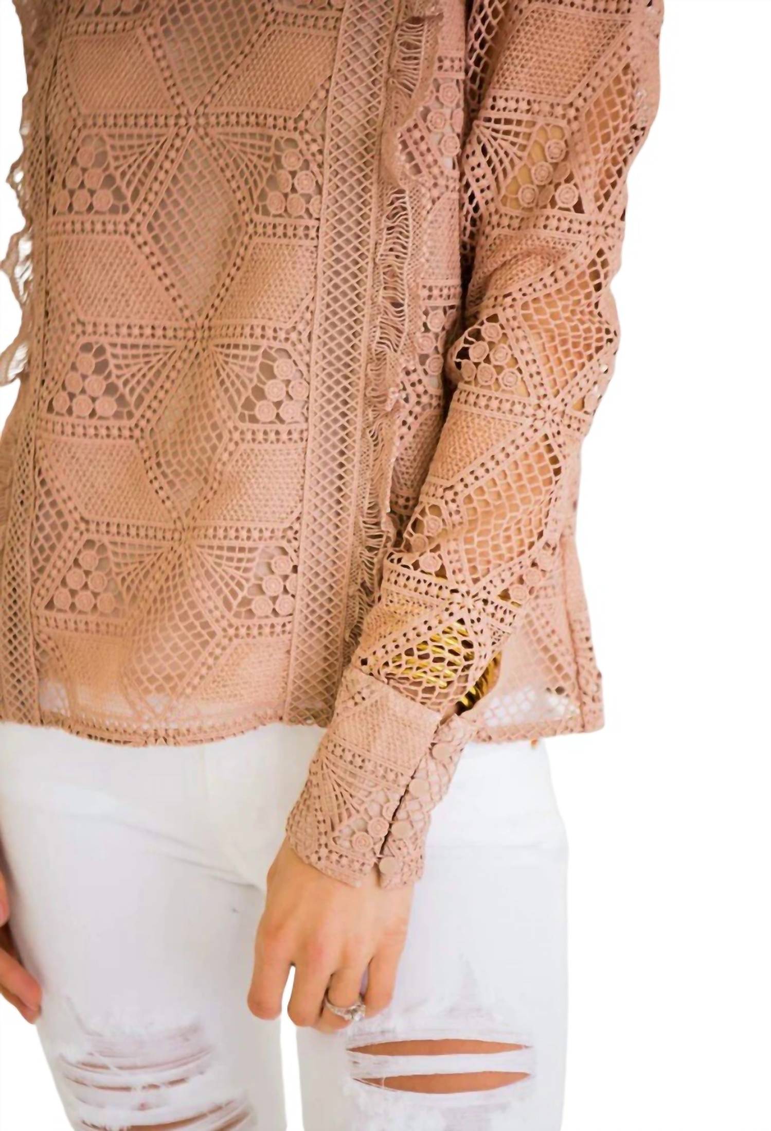 Anna Lace Top In Dusty Pink