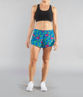 1" Elite Printed Split Short In Flamingo Turquoise
