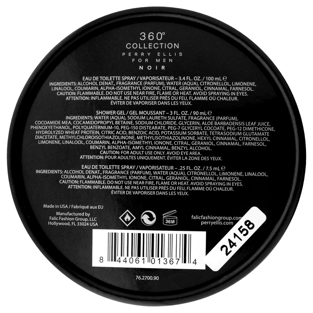 360 Black by Perry Ellis for Women - 3 Pc Gift Set 3.4oz EDP Spray, 0.25 EDP Spray (Mini), 3oz Shower Gel