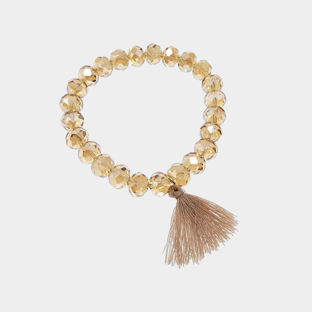 12PCS - Tassel Faceted Beaded Stretch Bracelets