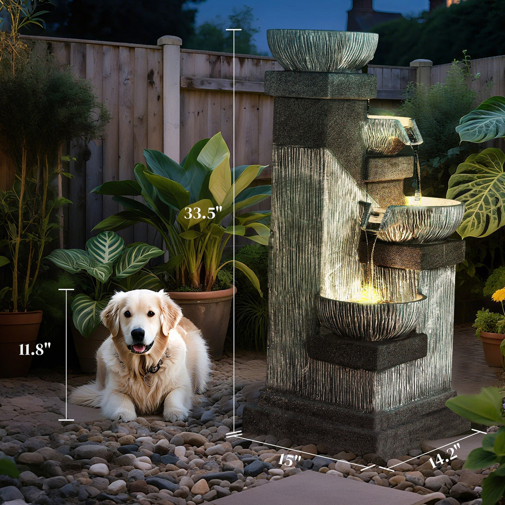 4 Tier Cascading Bowl Garden Fountain