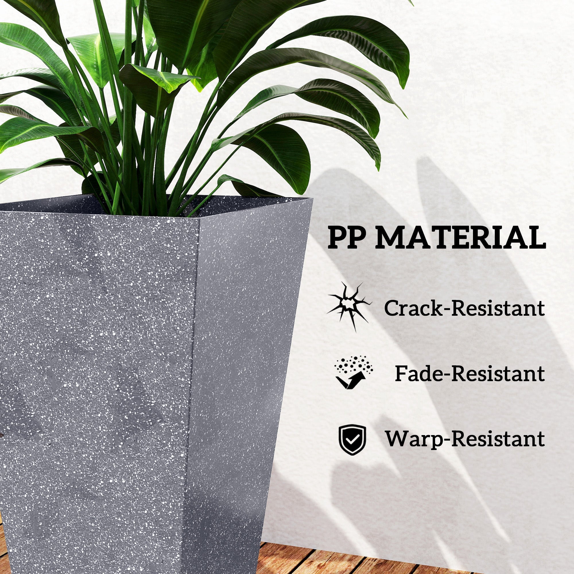 3-Pack 28" Tapered Planters with Marble Finish