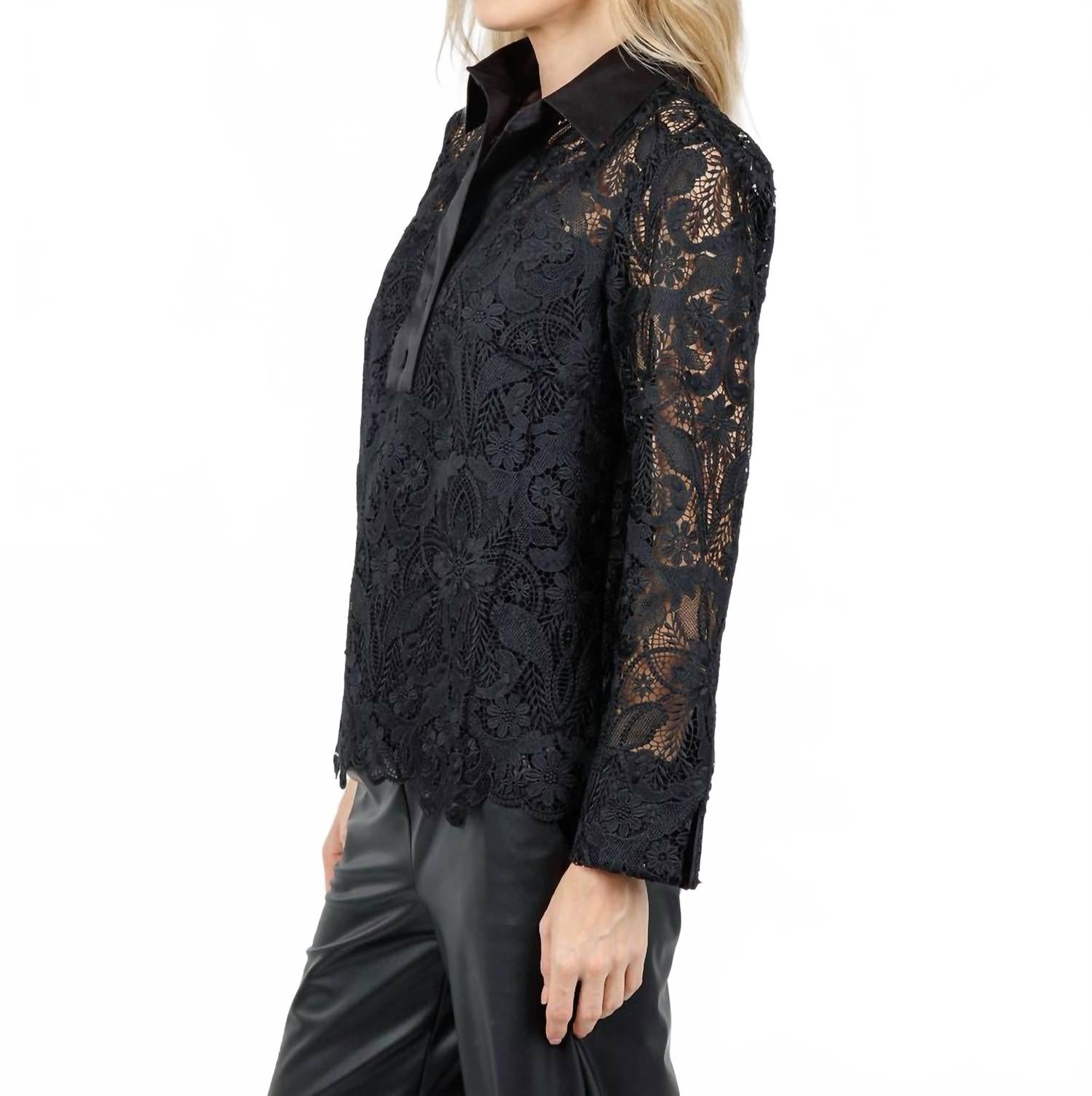 Aileen Lace Shirt In Black