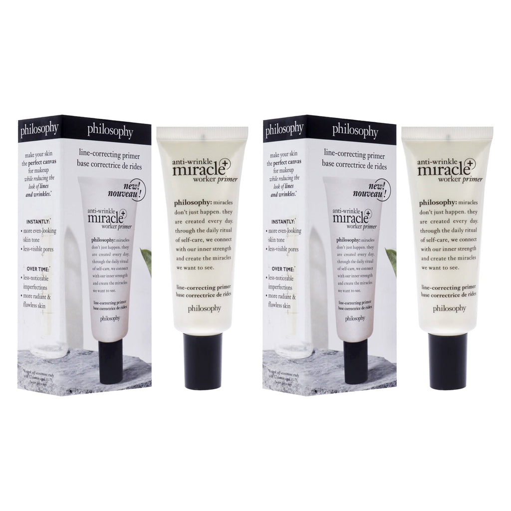 Anti-Wrinkle Miracle Worker Primer Plus Line-Correcting Primer by Philosophy for Women - 0.9 oz Primer - Pack of 2
