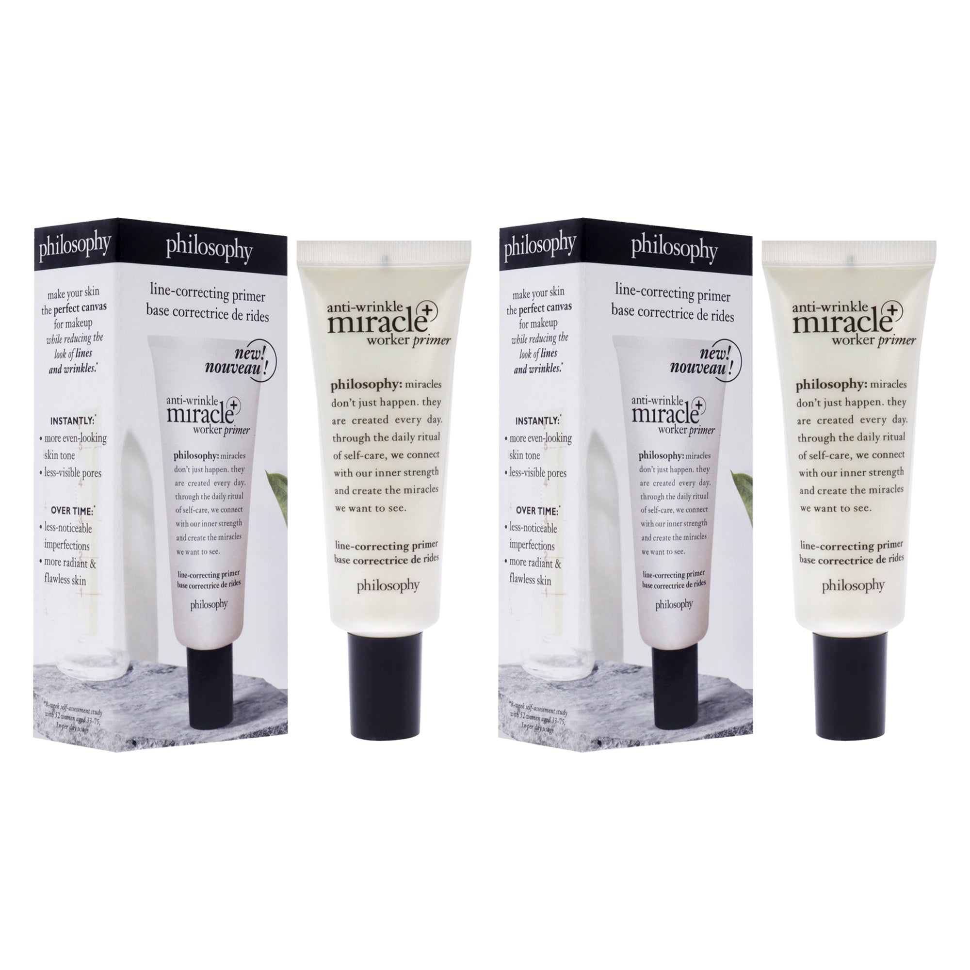 Anti-Wrinkle Miracle Worker Primer Plus Line-Correcting Primer by Philosophy for Women - 0.9 oz Primer - Pack of 2