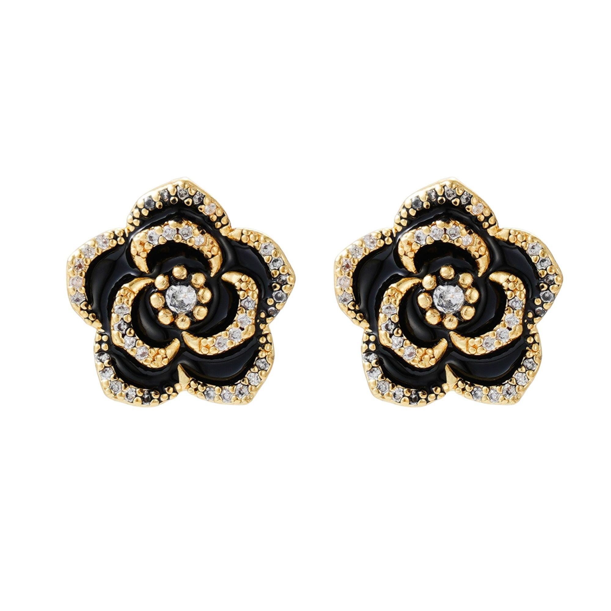 14k Gold Plated Black CZ Carnelian Earrings