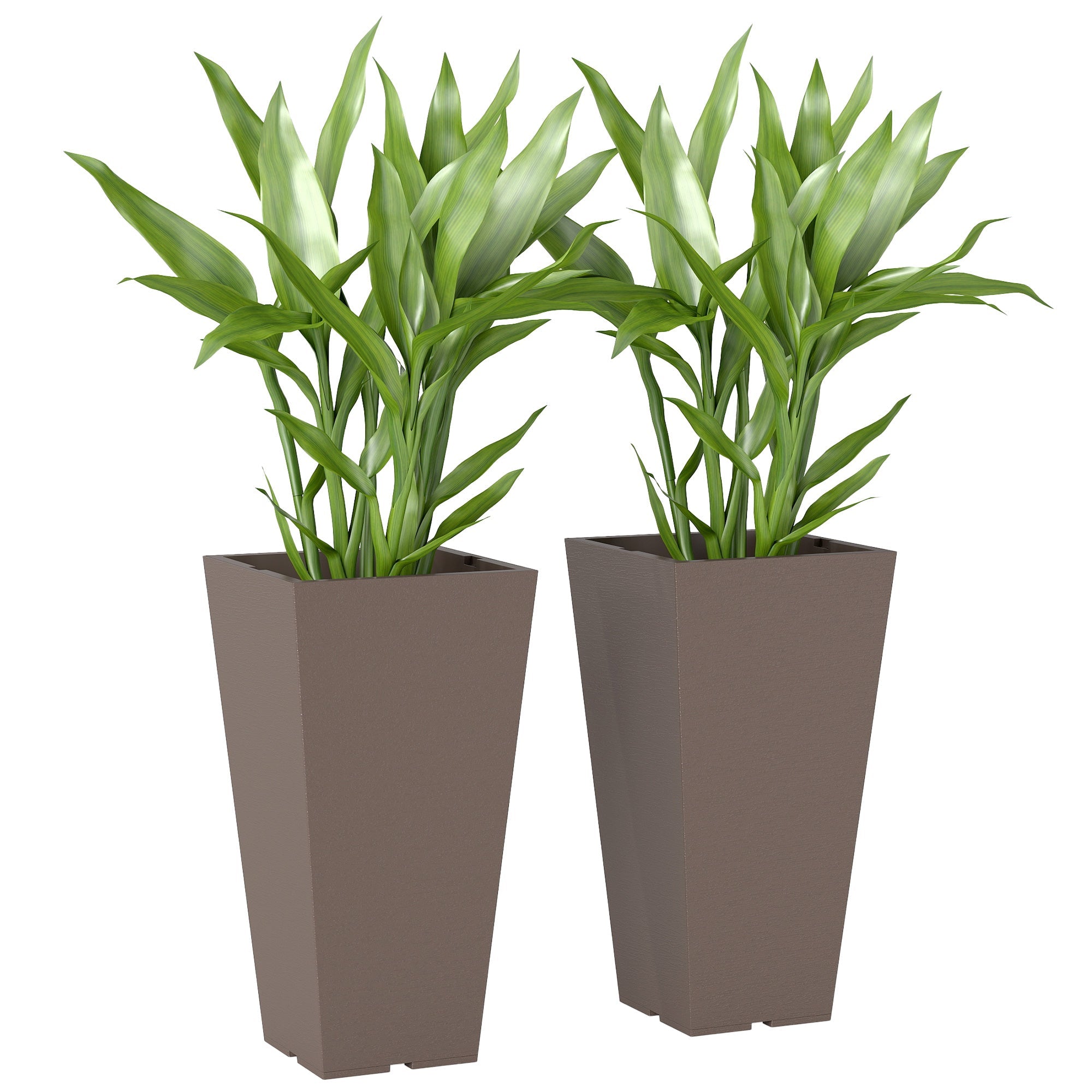 2-Pack Tall Plastic Planters for Entryway & Deck