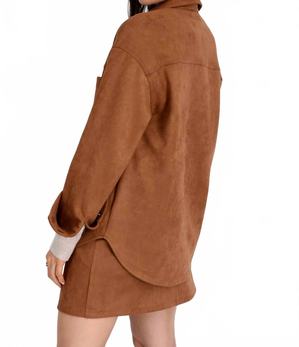 Alisha Button Up Shirt In Cognac