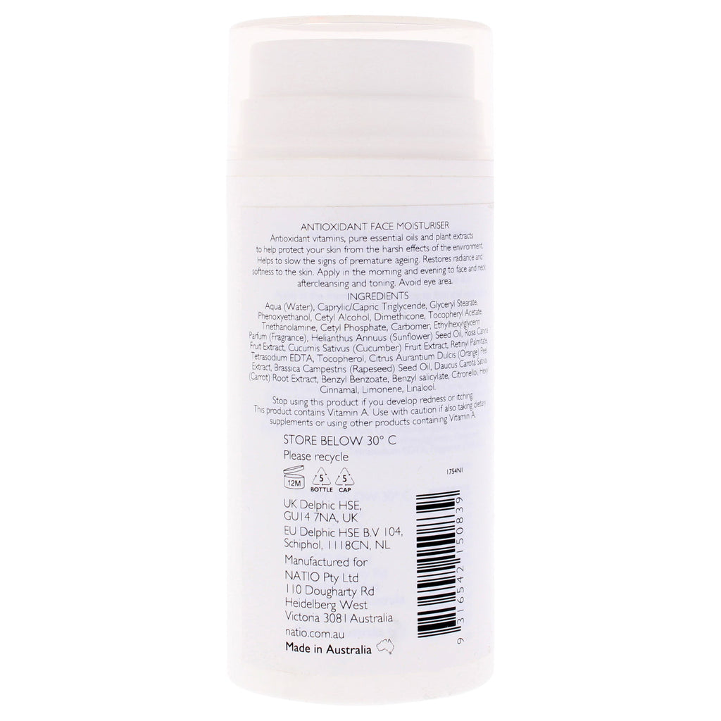 Antioxidant Face Moisturiser by Natio for Women - 3.3 oz Moisturizer