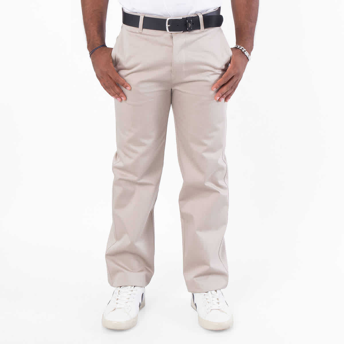 Ami Paris Men's Beige Ami Paris Straight Chino Trousers