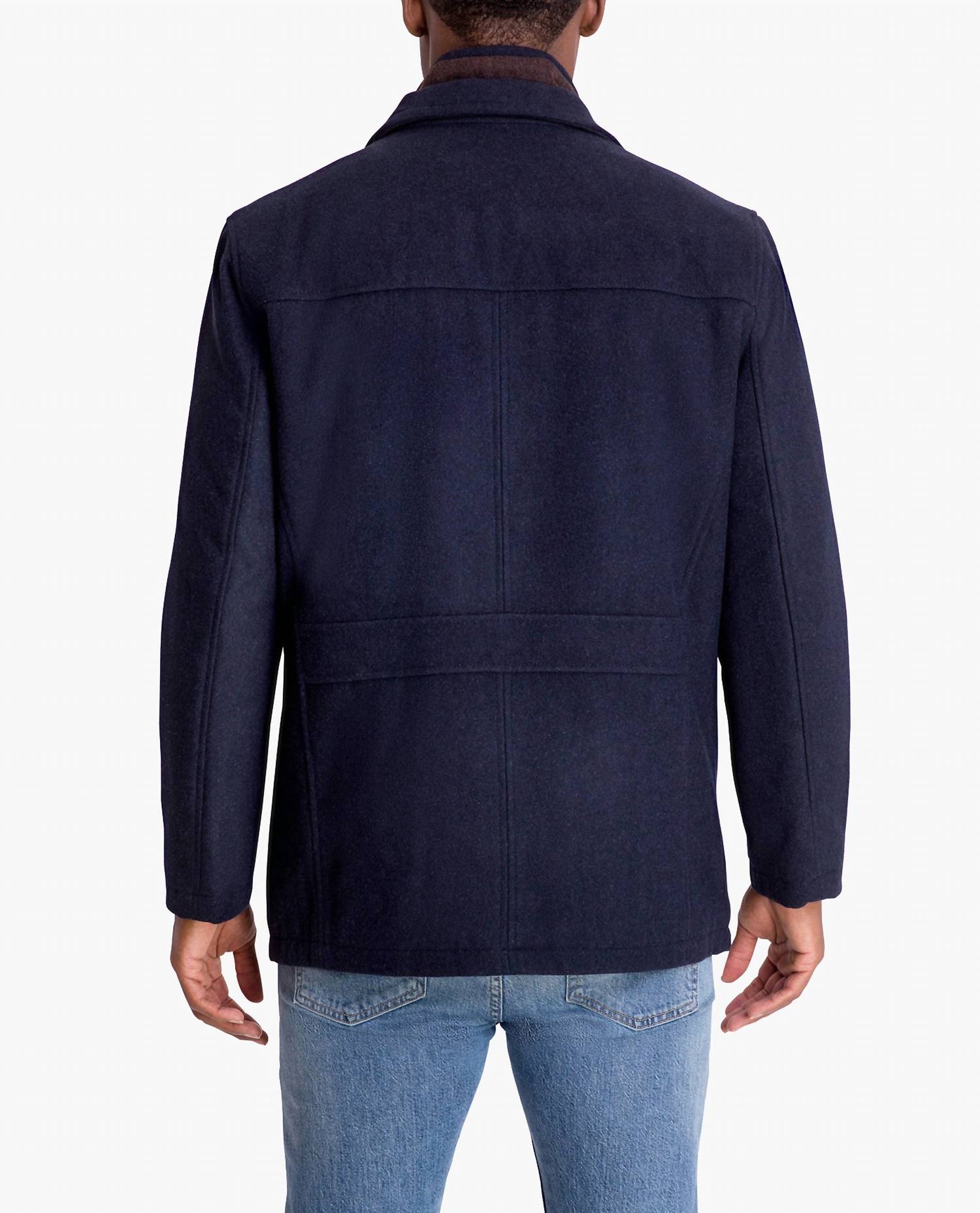 Amherst Button Front Wool Jacket In Navy Heather