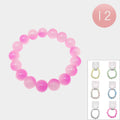 12PCS - Marbled Ball Beaded Stretch Bracelets