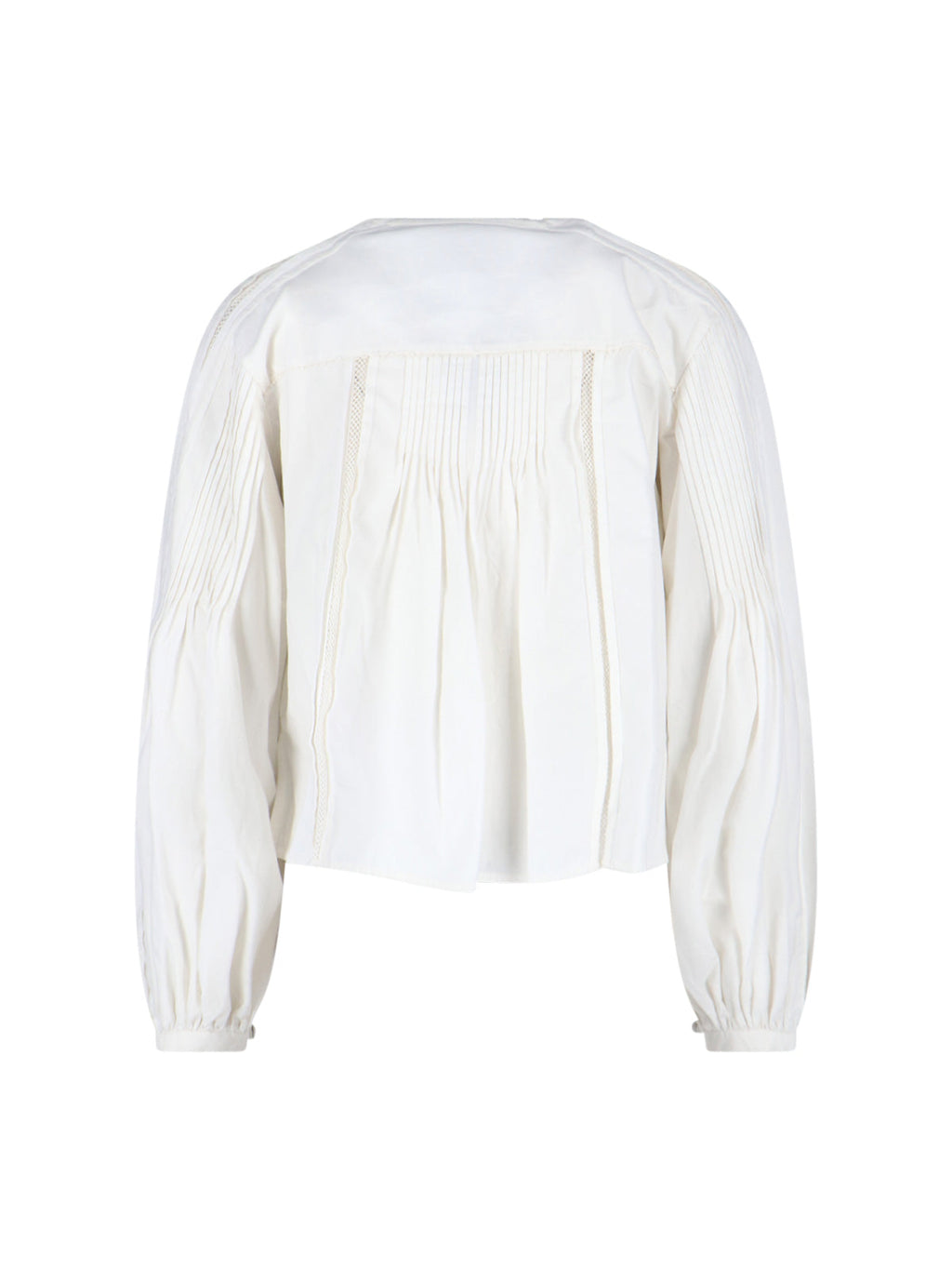 "Cubraly" White Cotton Shirt, Round Neck