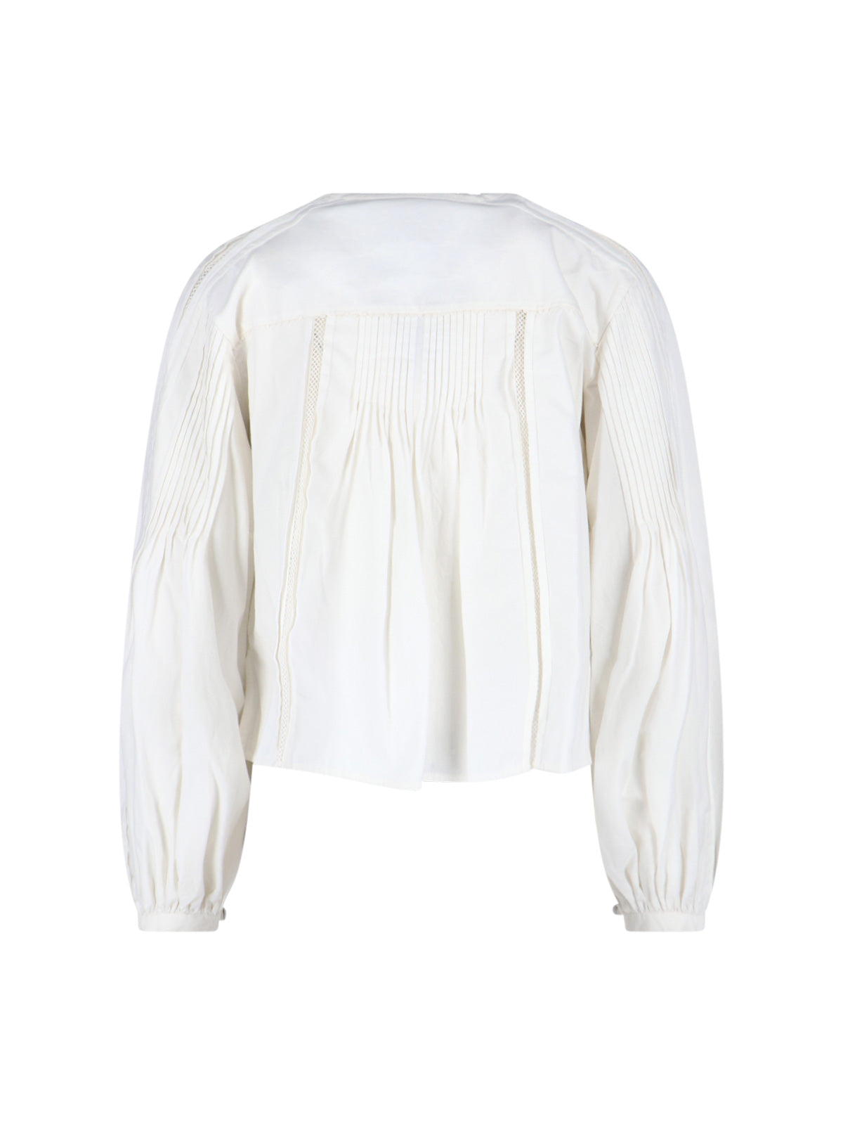 "Cubraly" White Cotton Shirt, Round Neck