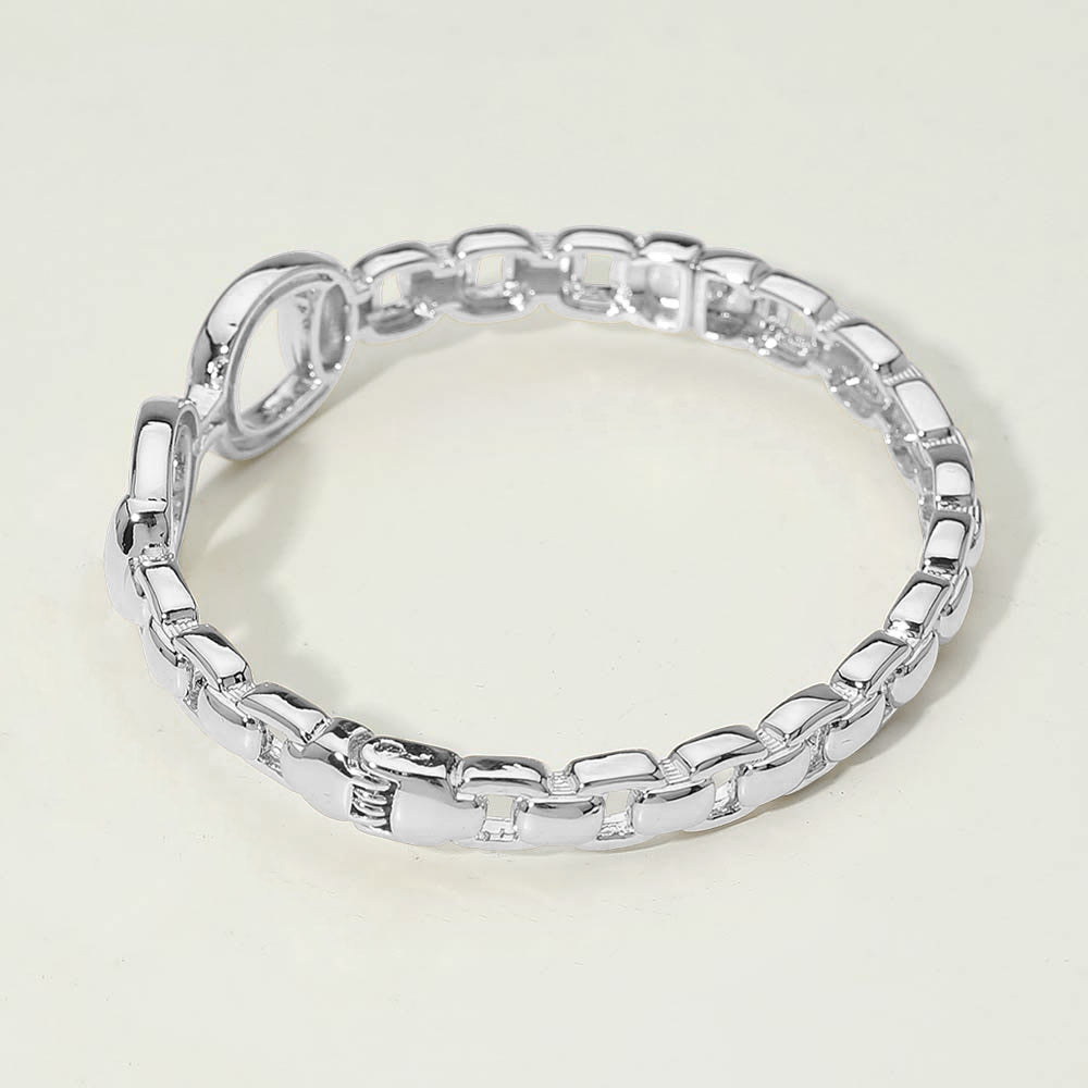 14K Gold Plated Interlocking Center Hinged Bangle Bracelet