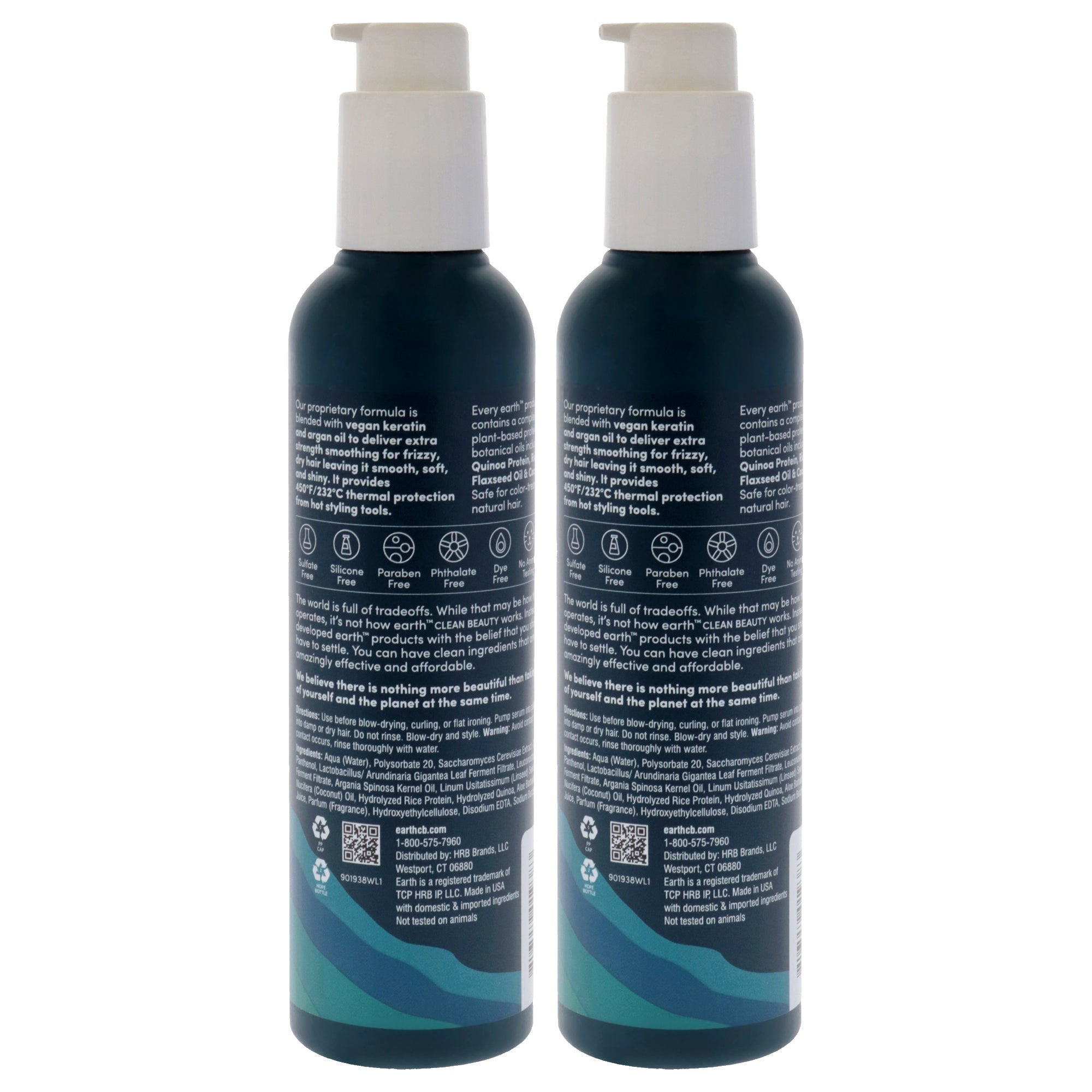Anti-Frizz Serum With Heat Protectant by Earth for Unisex - 6 oz Treatment - Pack of 2