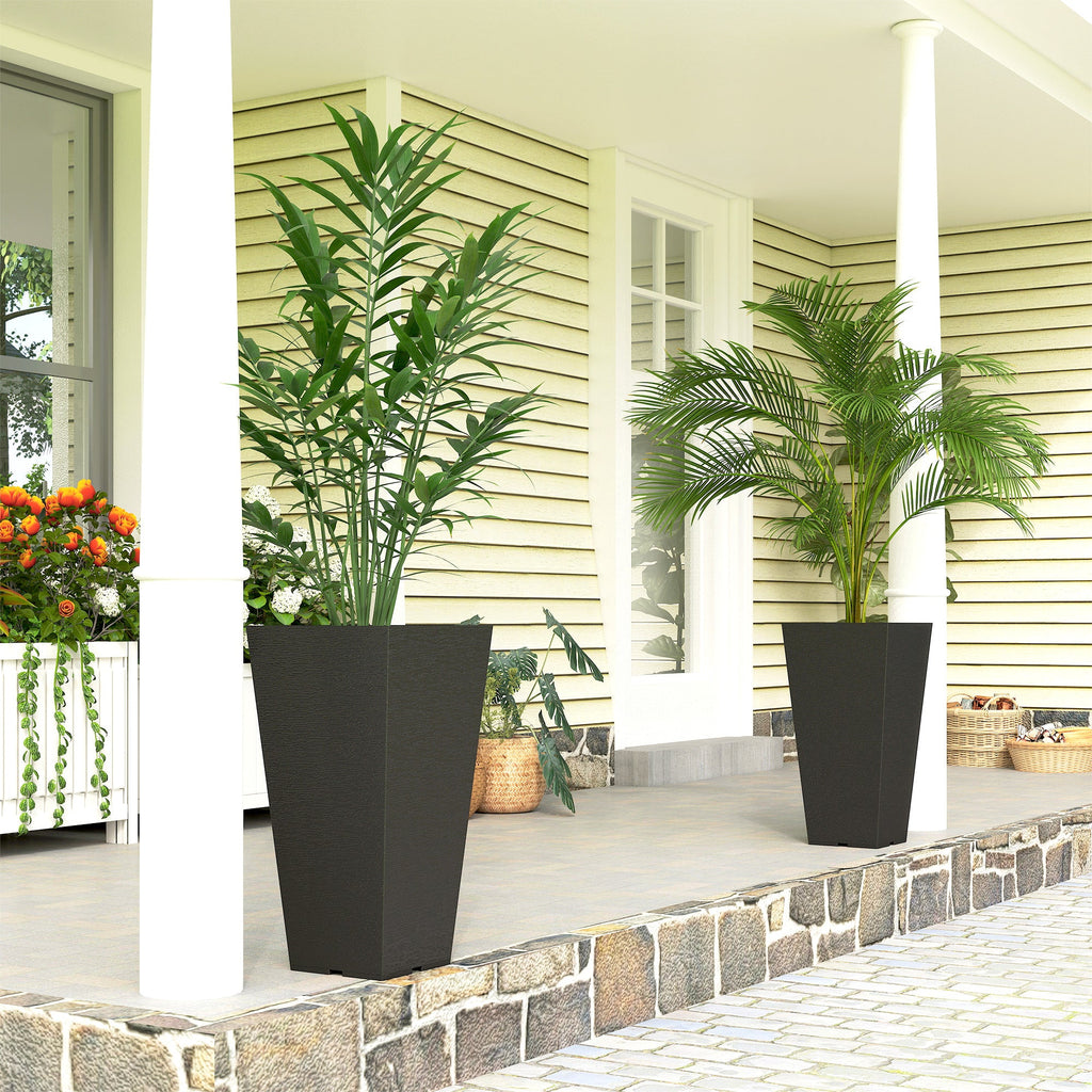 2-Pack Tall Plastic Planters for Entryway & Deck