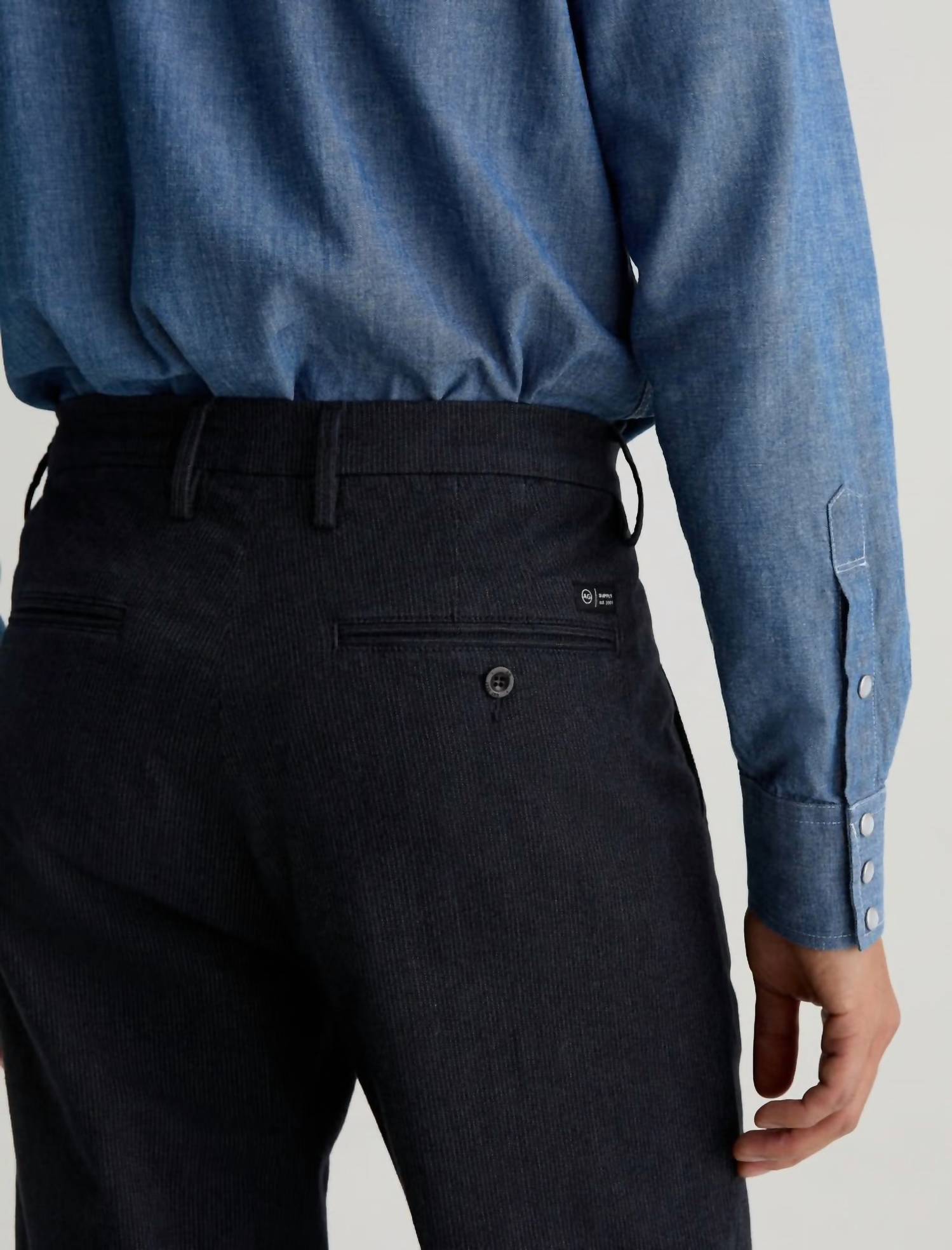 Archie Trouser In Steel Grey Pinstripe