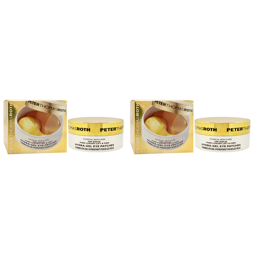 24K Gold Pure Luxury Lift & Firm Hydra-Gel Eye Patches by Peter Thomas Roth for Women - 60 Pc Patches + Spatula Eye Patches - Pack of 2