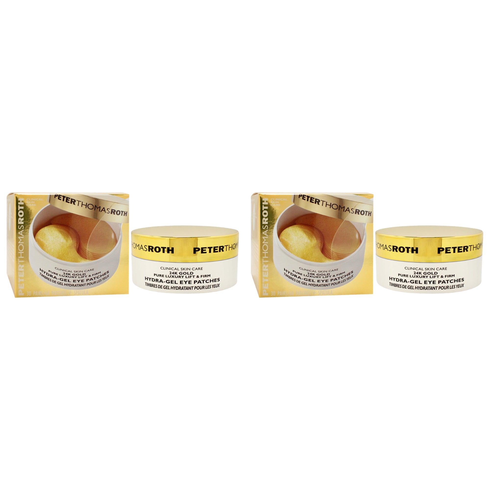 24K Gold Pure Luxury Lift & Firm Hydra-Gel Eye Patches by Peter Thomas Roth for Women - 60 Pc Patches + Spatula Eye Patches - Pack of 2