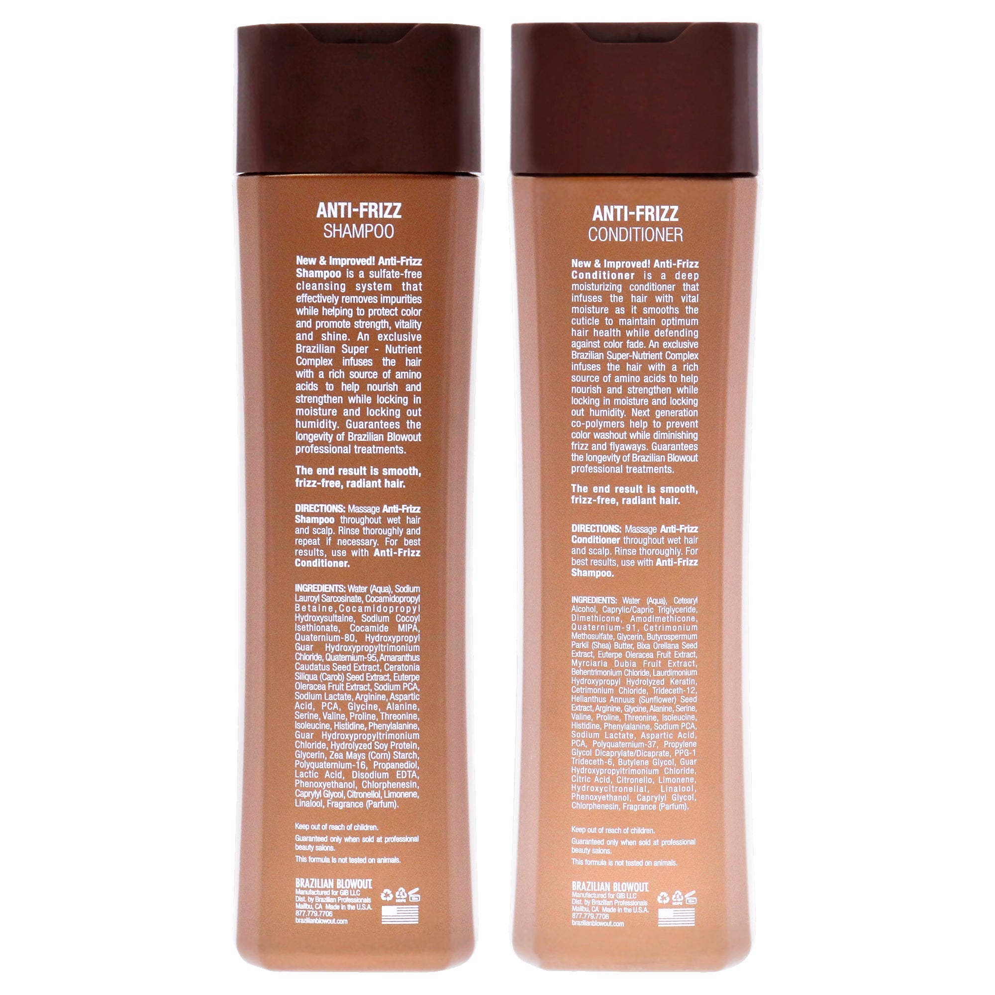 Anti Frizz Shampoo and Conditioner Kit by Brazilian Blowout for Unisex - 2 Pc Kit 12oz Shampoo, 12oz Conditioner