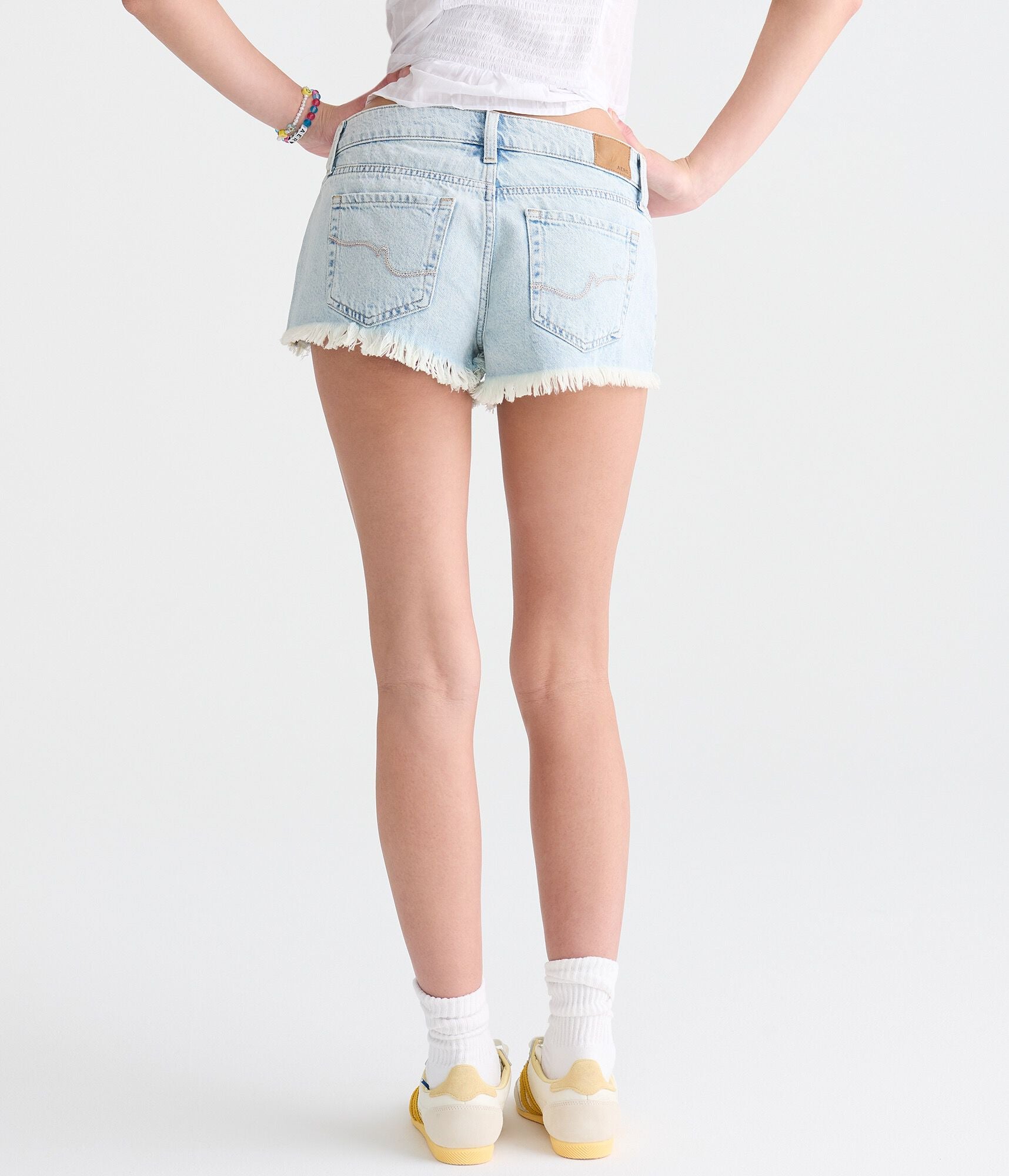 Aeropostale Vintage Low-Rise Denim Shorty Shorts