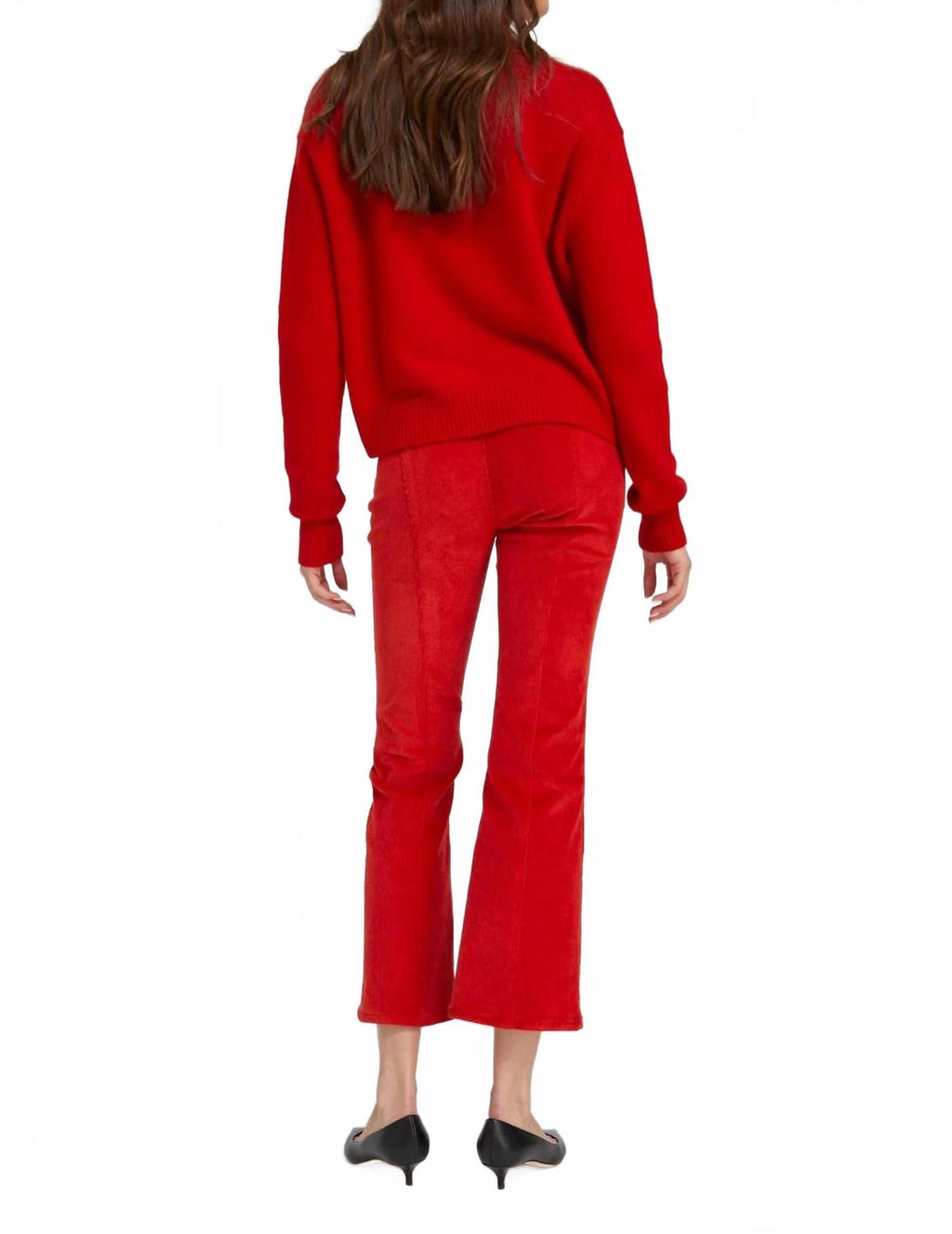 Ankle Flare Pants With Princess Seam In Red