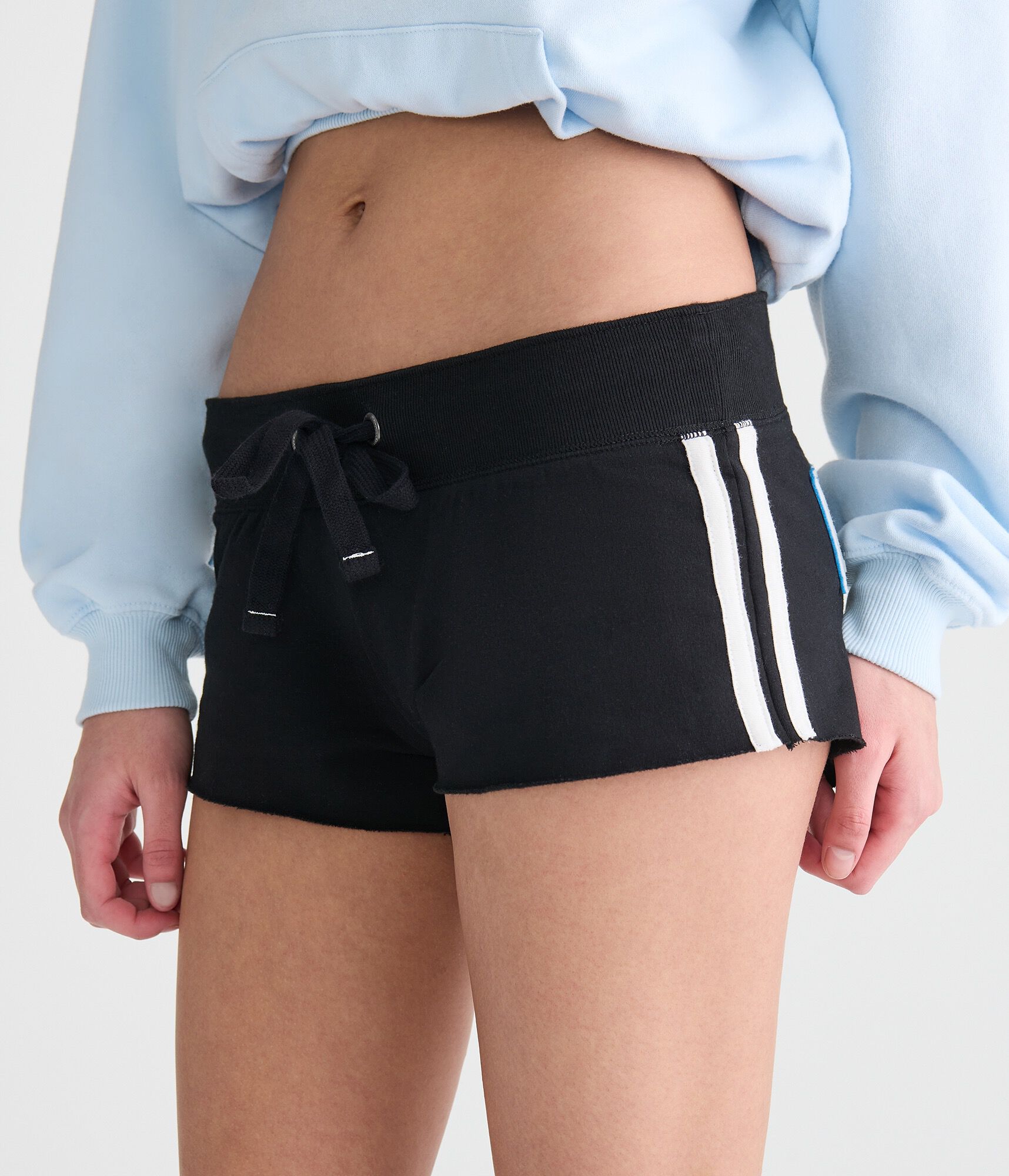 Aeropostale Striped Heritage Low-Rise Fleece Shorts