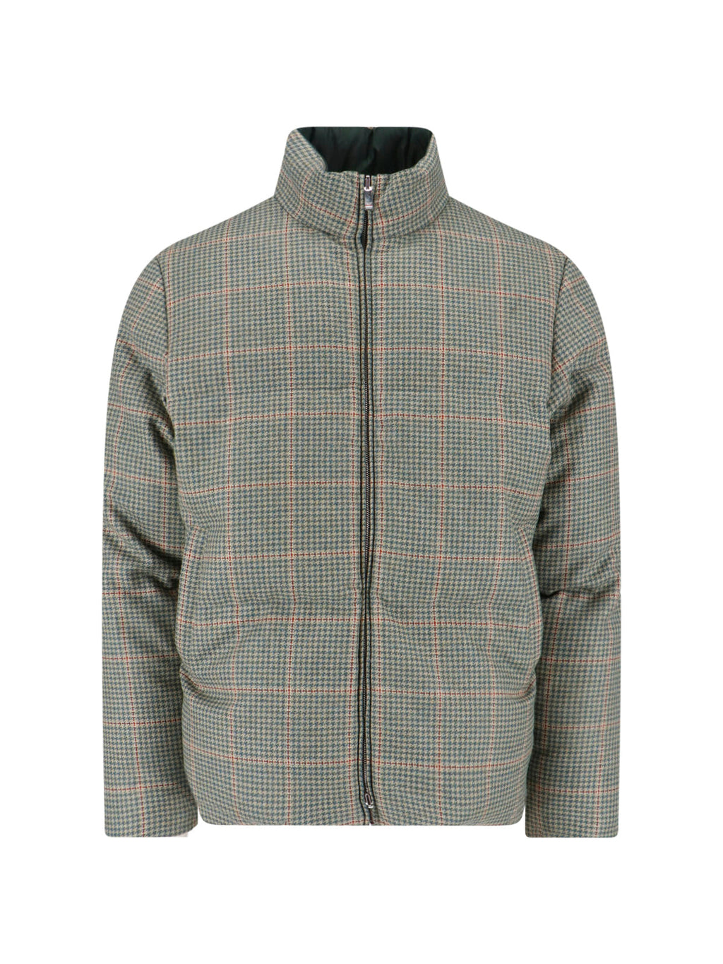 "Houndstooth Reversible" Down Jacket – Green/Black
