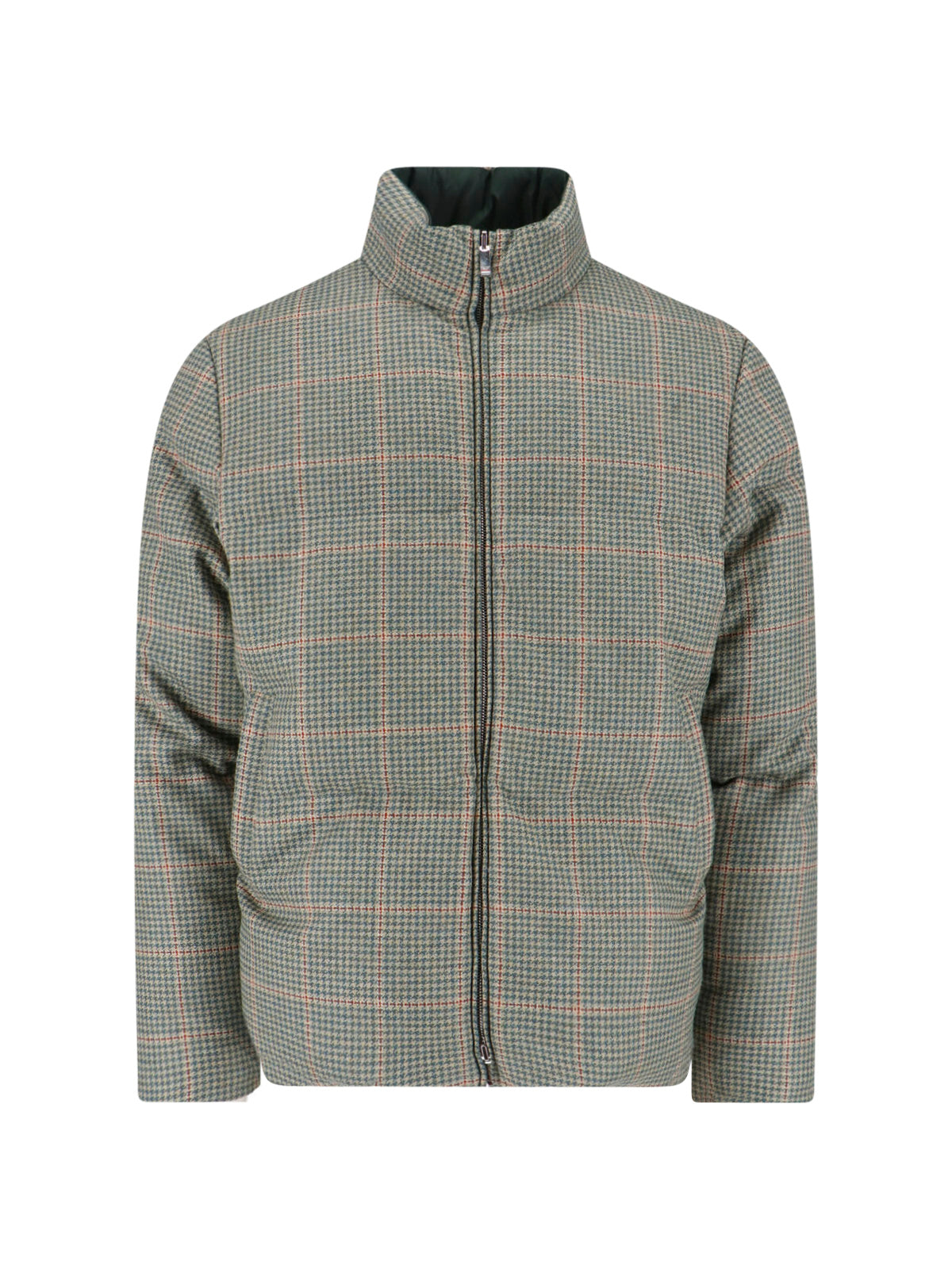 "Houndstooth Reversible" Down Jacket – Green/Black